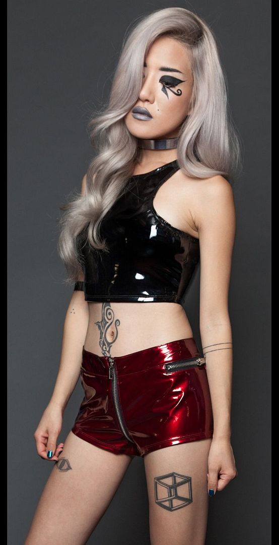 ninja girls action sexy latex drive thru pants